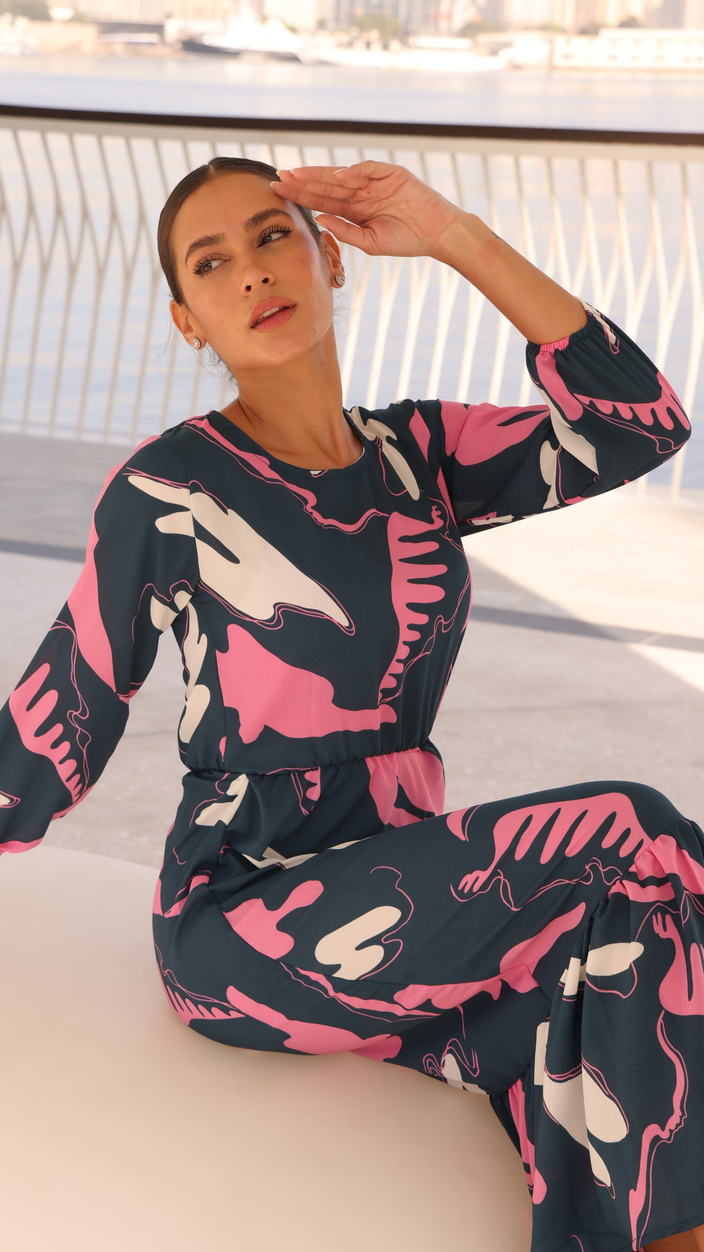 PORTOFINO DRESS NAVY GEO PRINT