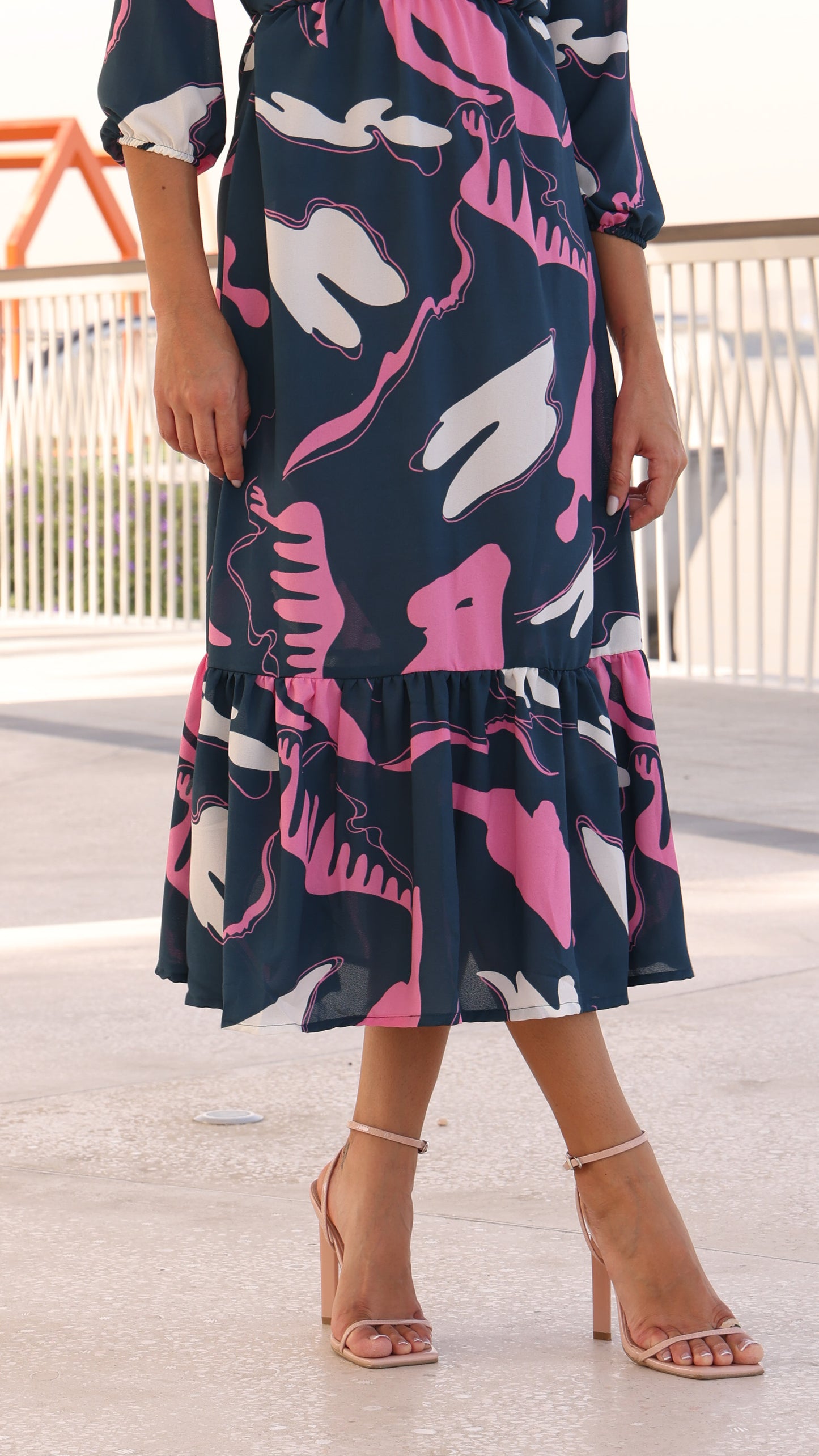 PORTOFINO DRESS NAVY GEO PRINT