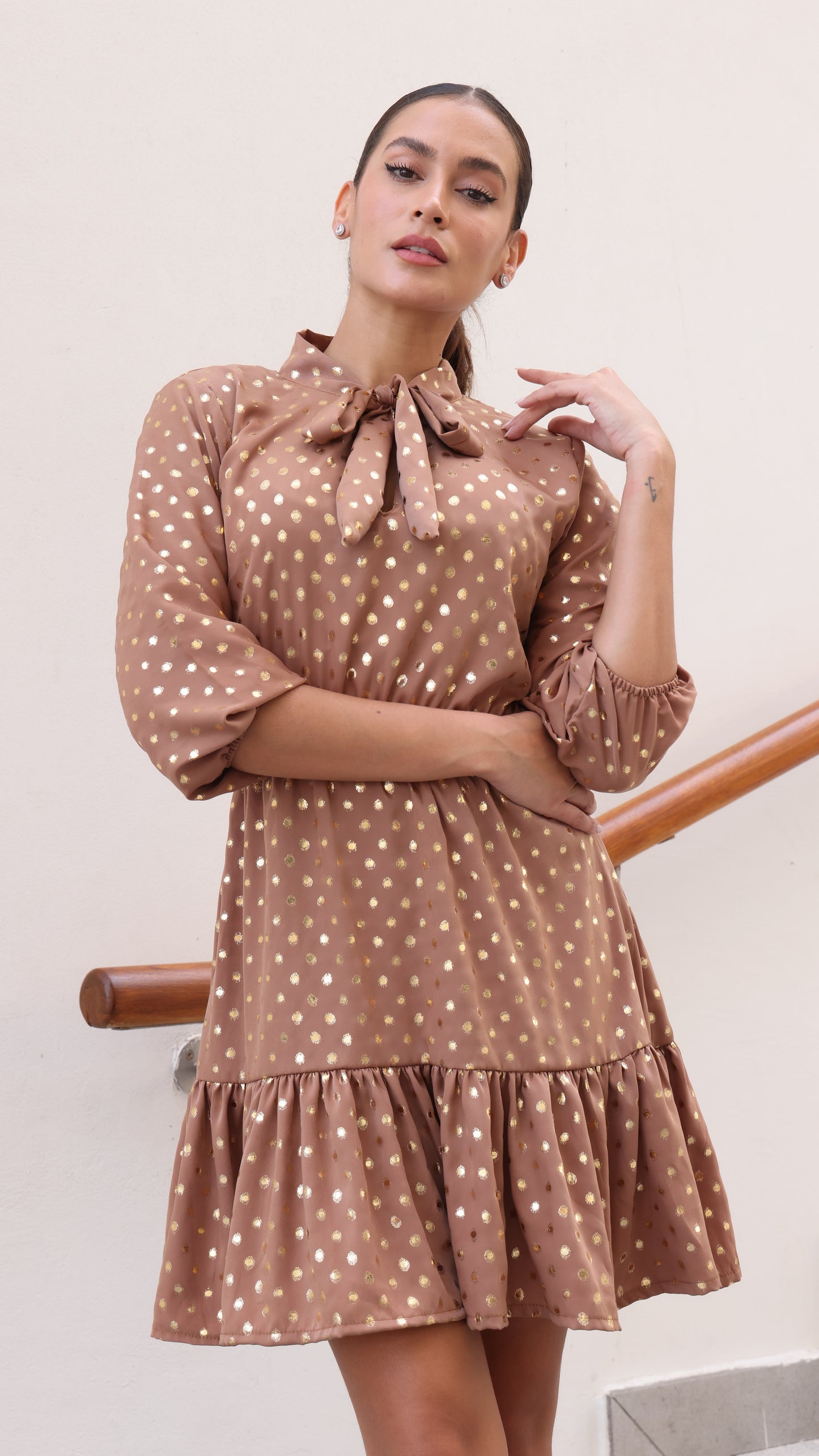 MILAN DRESS MOCHA GOLD