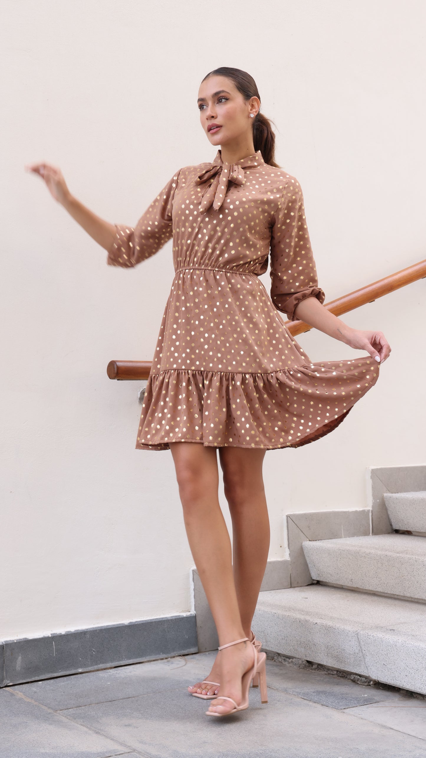 MILAN DRESS MOCHA GOLD