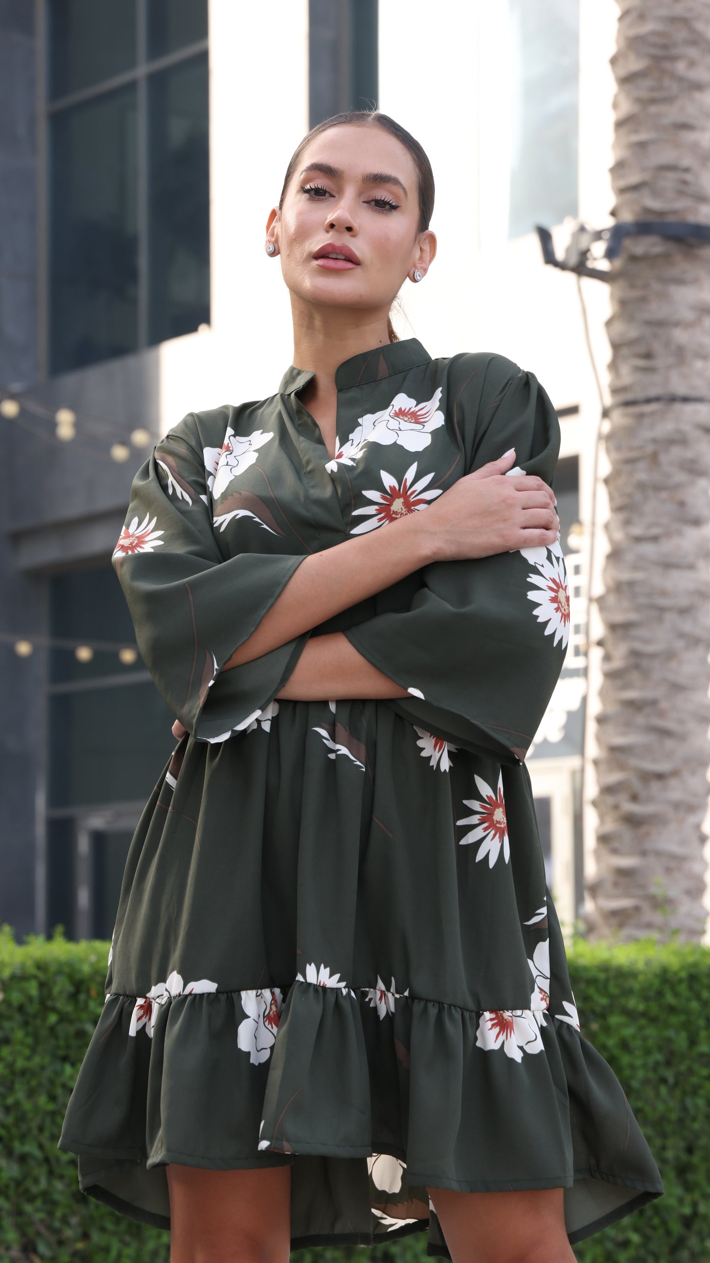 ATHENS DRESS FLORAL GREEN