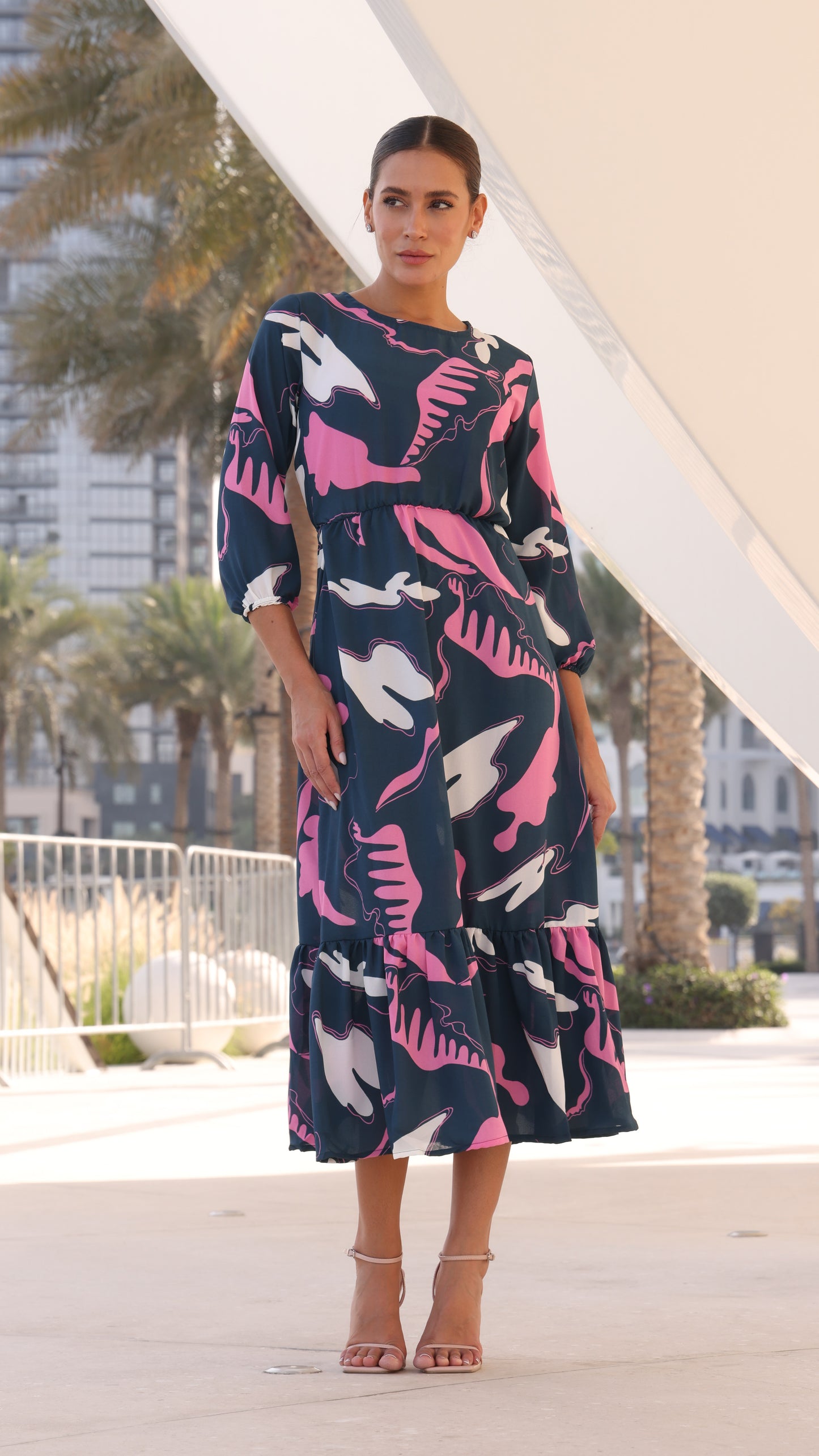 PORTOFINO DRESS NAVY GEO PRINT