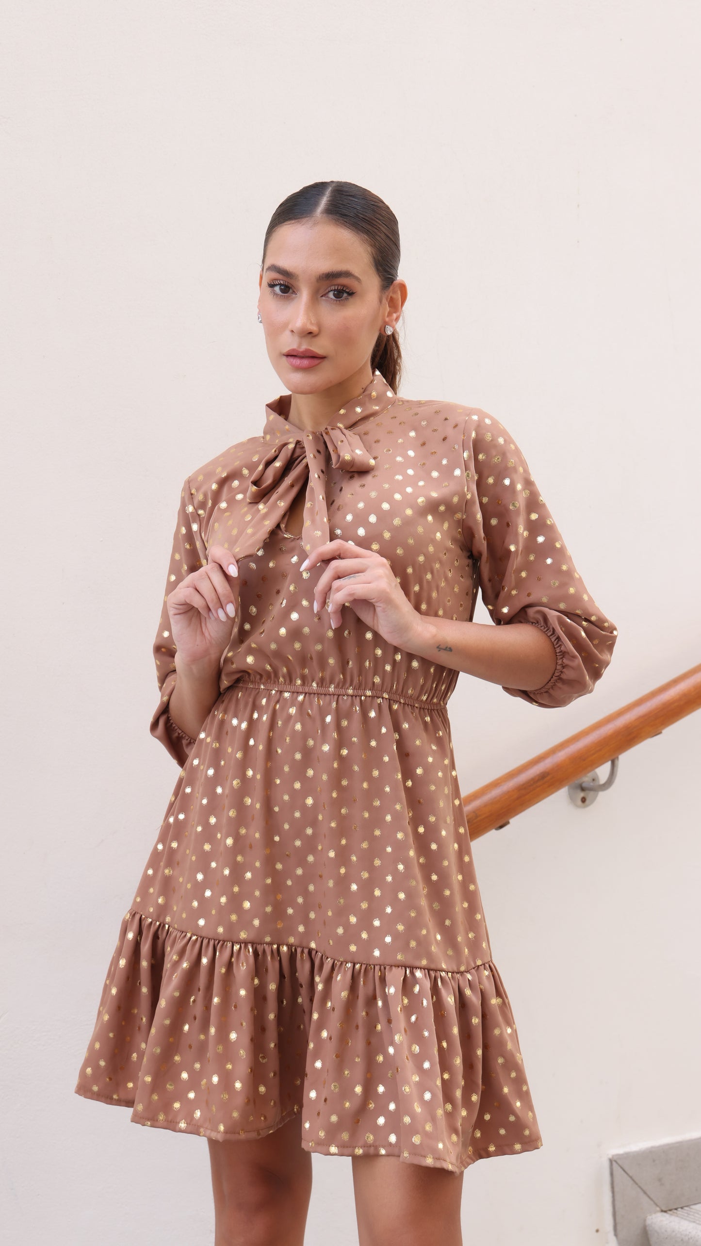 MILAN DRESS MOCHA GOLD