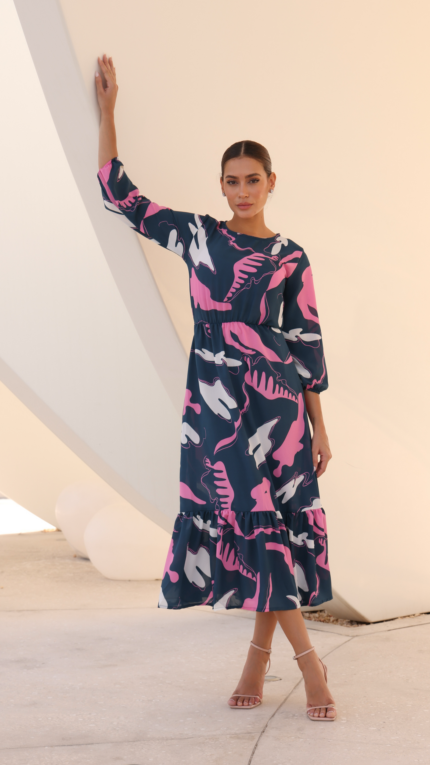 PORTOFINO DRESS NAVY GEO PRINT