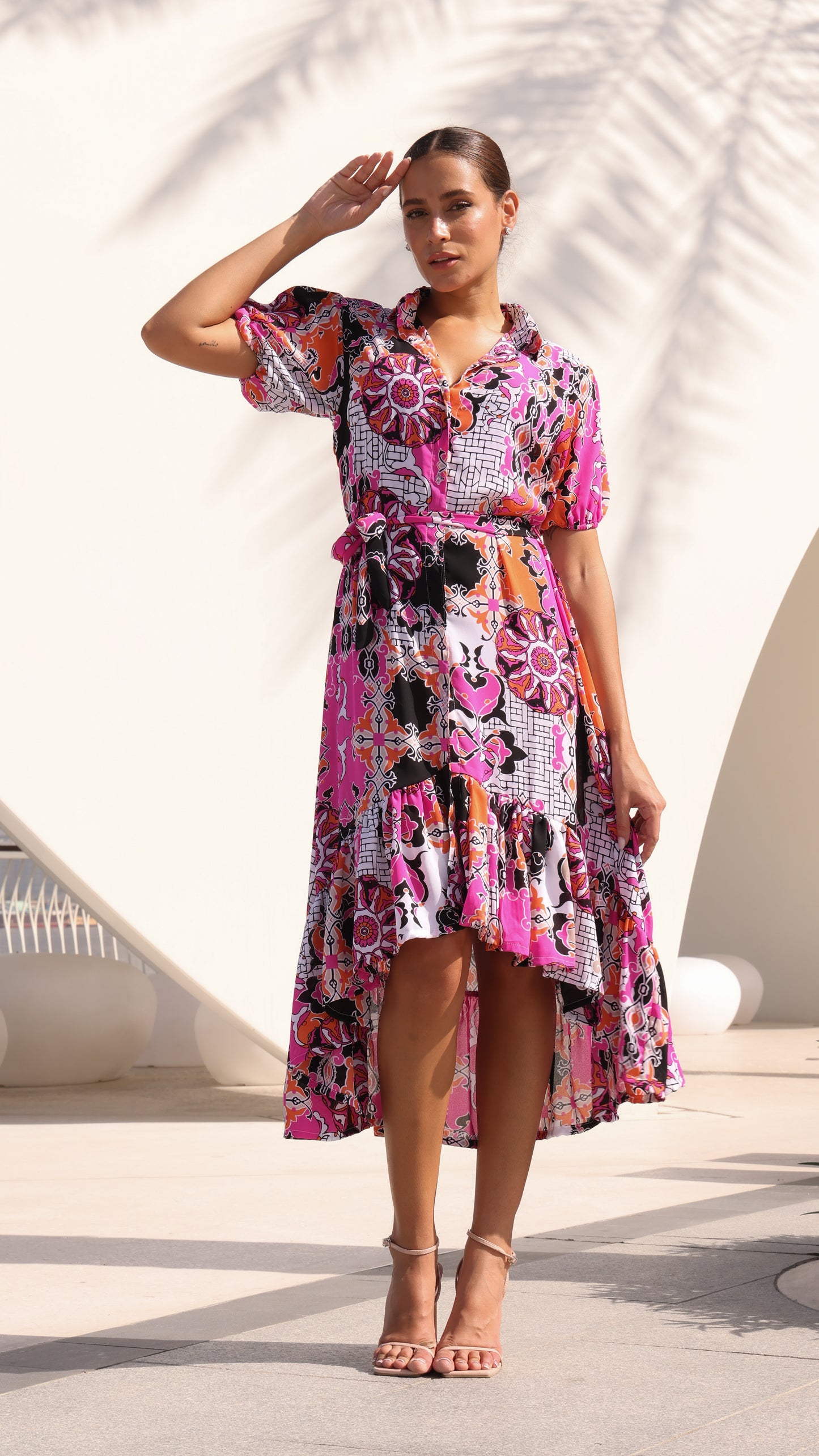 SANTORINI DRESS PINK MIX