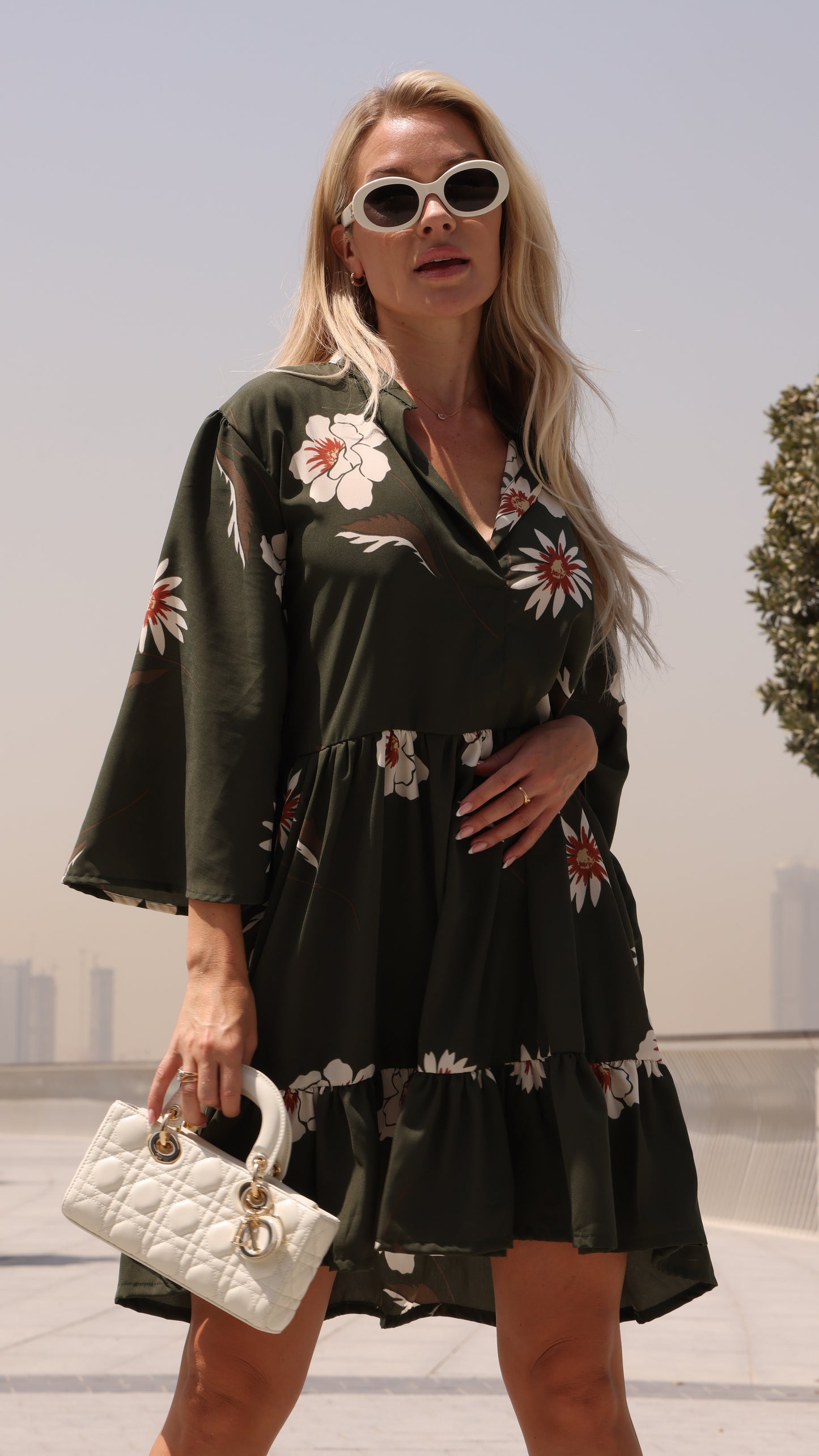 ATHENS DRESS FLORAL GREEN