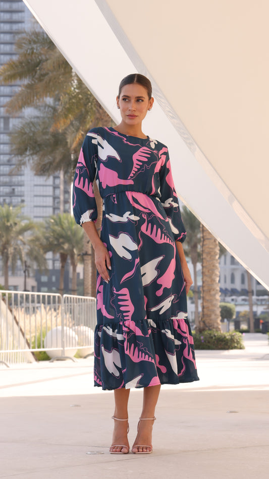 PORTOFINO DRESS NAVY GEO PRINT