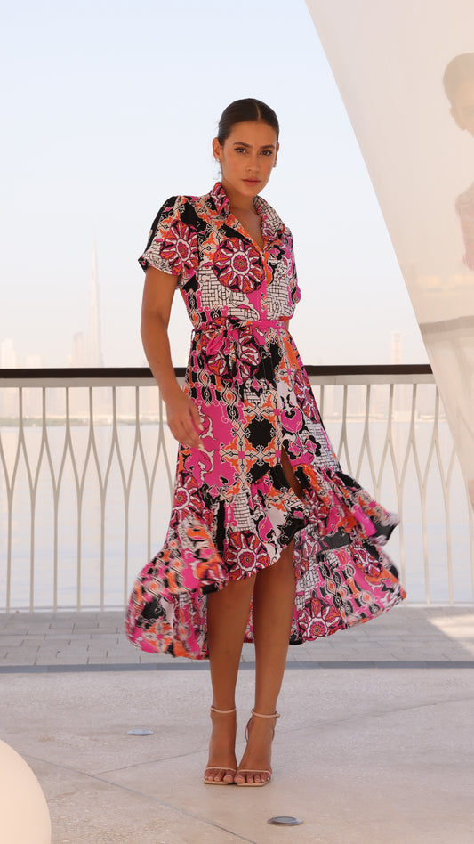 SANTORINI DRESS PINK MIX