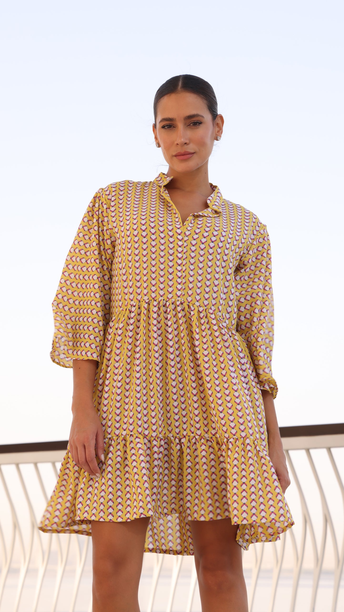 ATHENS DRESS YELLOW MIX GEO